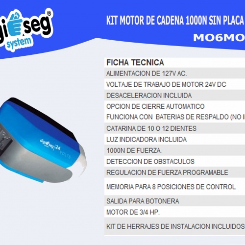 KIT MOTOR DE CADENA 1000N SIN PLACA SIN RIEL