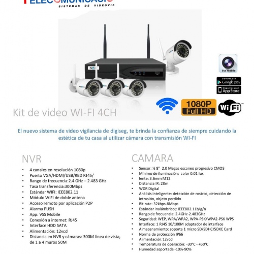 KIT WIFI 4CH C/4 CAMARAS